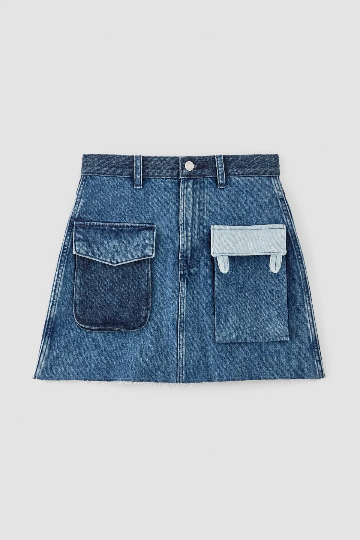 DENIM PATCHWORK MINI SKIRT