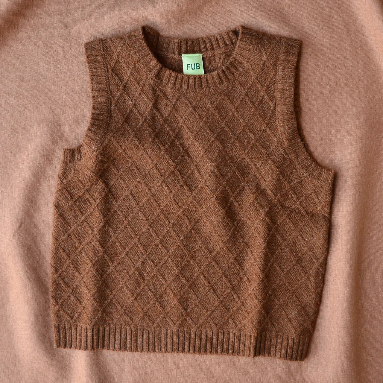 Diamond Knit Vest - 100% Lambswool - Amber (2-9y) *Returning 2025