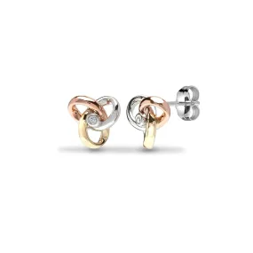 DIAMOND KNOT STUD EARRINGS IN 9K THREE-COLOUR GOLD