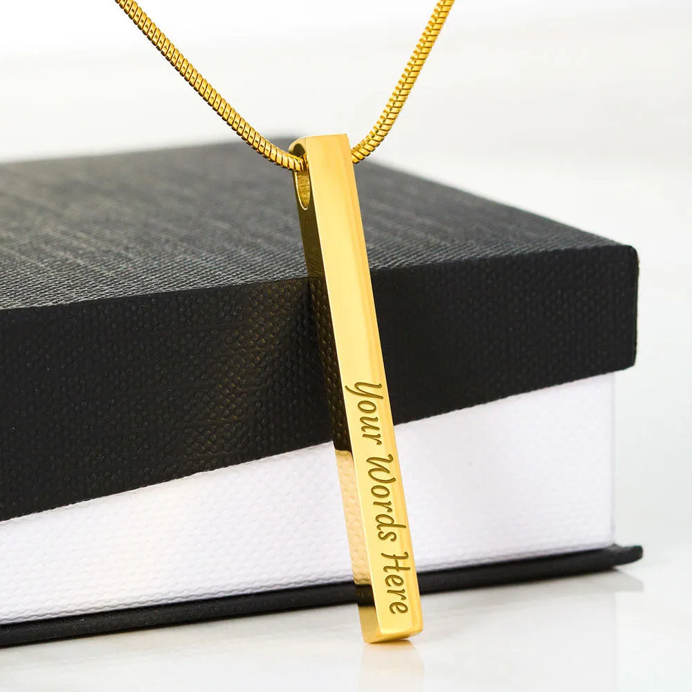 Double Sided Vertical Bar Necklace With "Always Have Me" Mom To Daughter Message Card