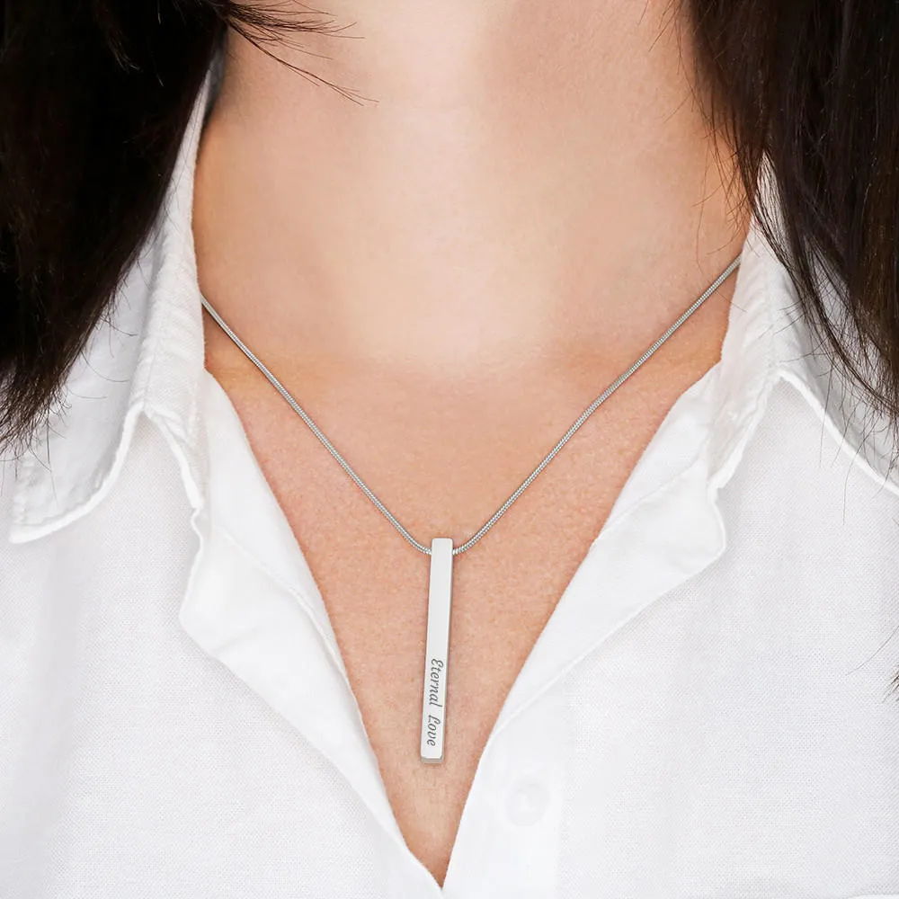 Double Sided Vertical Bar Necklace With "Always Have Me" Mom To Daughter Message Card