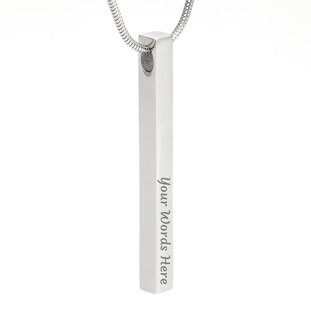 Double Sided Vertical Bar Necklace With "Always Have Me" Mom To Daughter Message Card