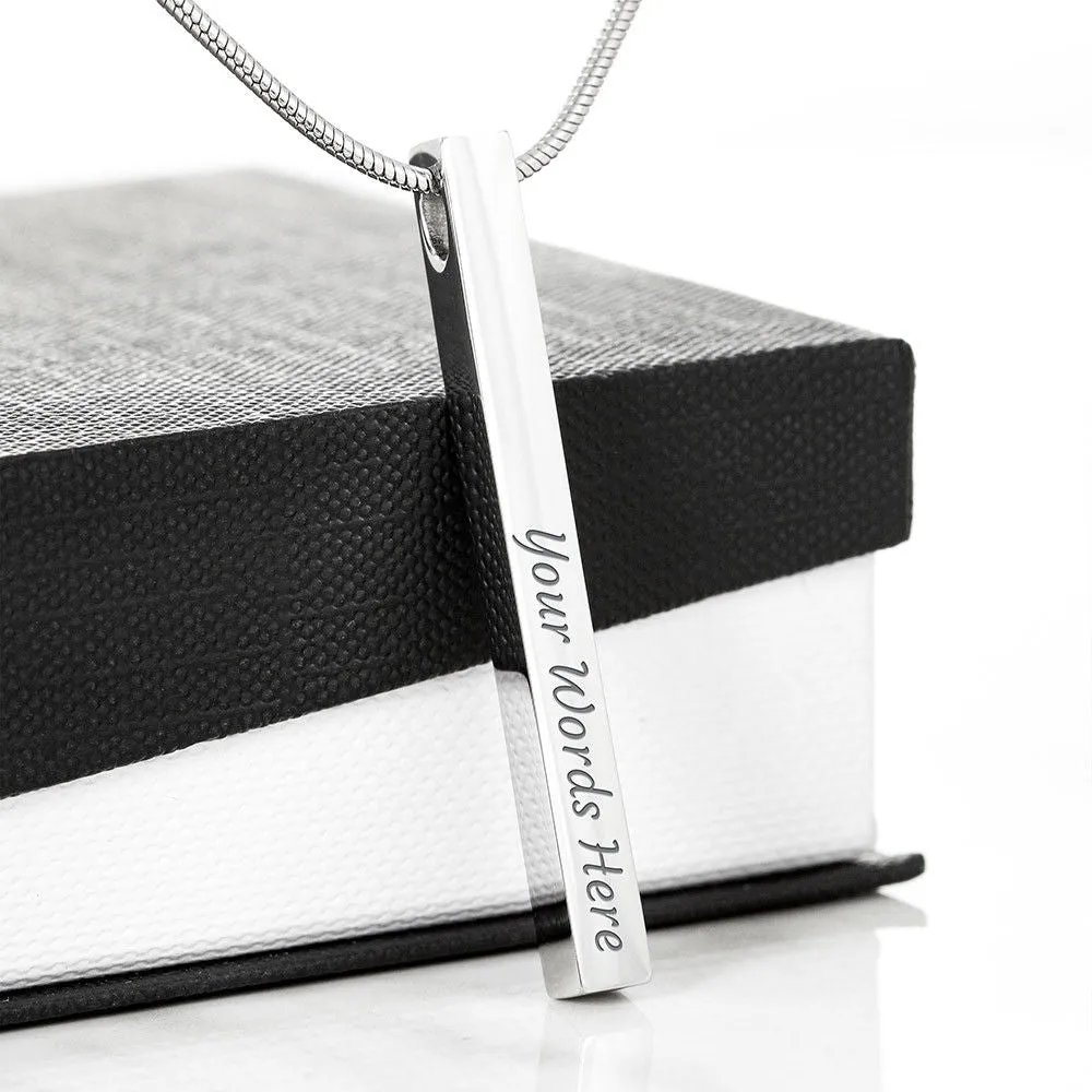 Double Sided Vertical Bar Necklace With "Always Have Me" Mom To Daughter Message Card