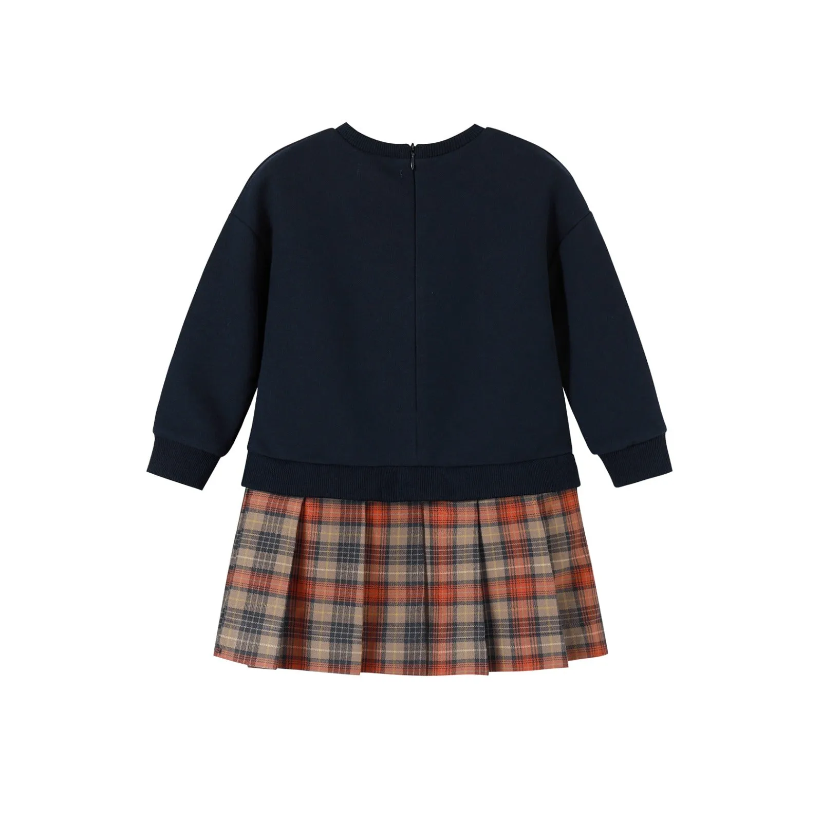 dress sweatshirt with plaid skirt - navy