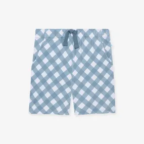 Dusty Blue Gingham French Terry Shorts