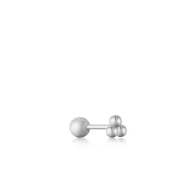 EAR EDIT SILVER TRIPLE BALL BARBELL SINGLE EARRING