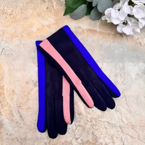 Eco Style Striped Faux Suede Gloves