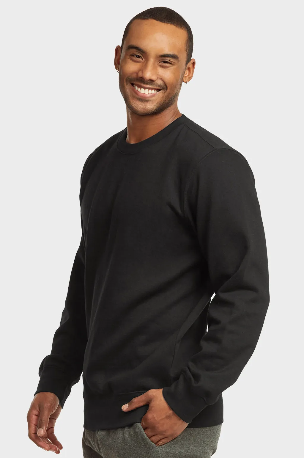 ET|TU MEN'S LIGHTWEIGHT FLEECE SWEATSHIRTS (SWS1020E_BLACK)