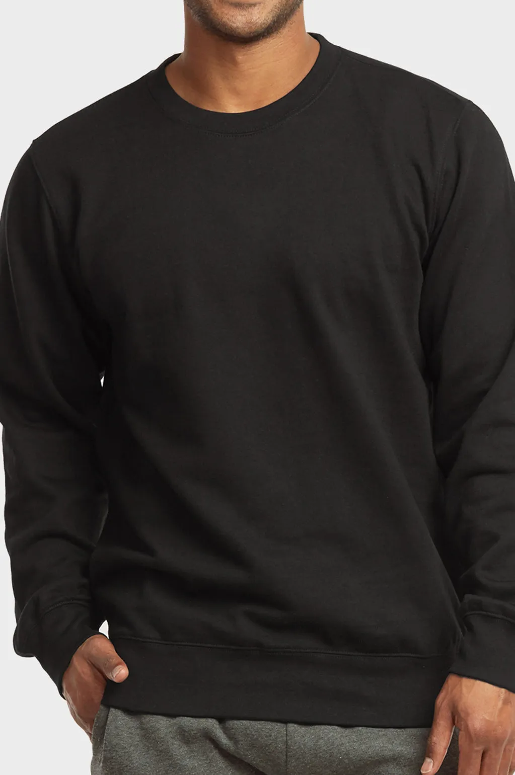 ET|TU MEN'S LIGHTWEIGHT FLEECE SWEATSHIRTS (SWS1020E_BLACK)