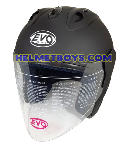 EVO RS 959 Motorcycle Open Face Helmet MATT BLACK