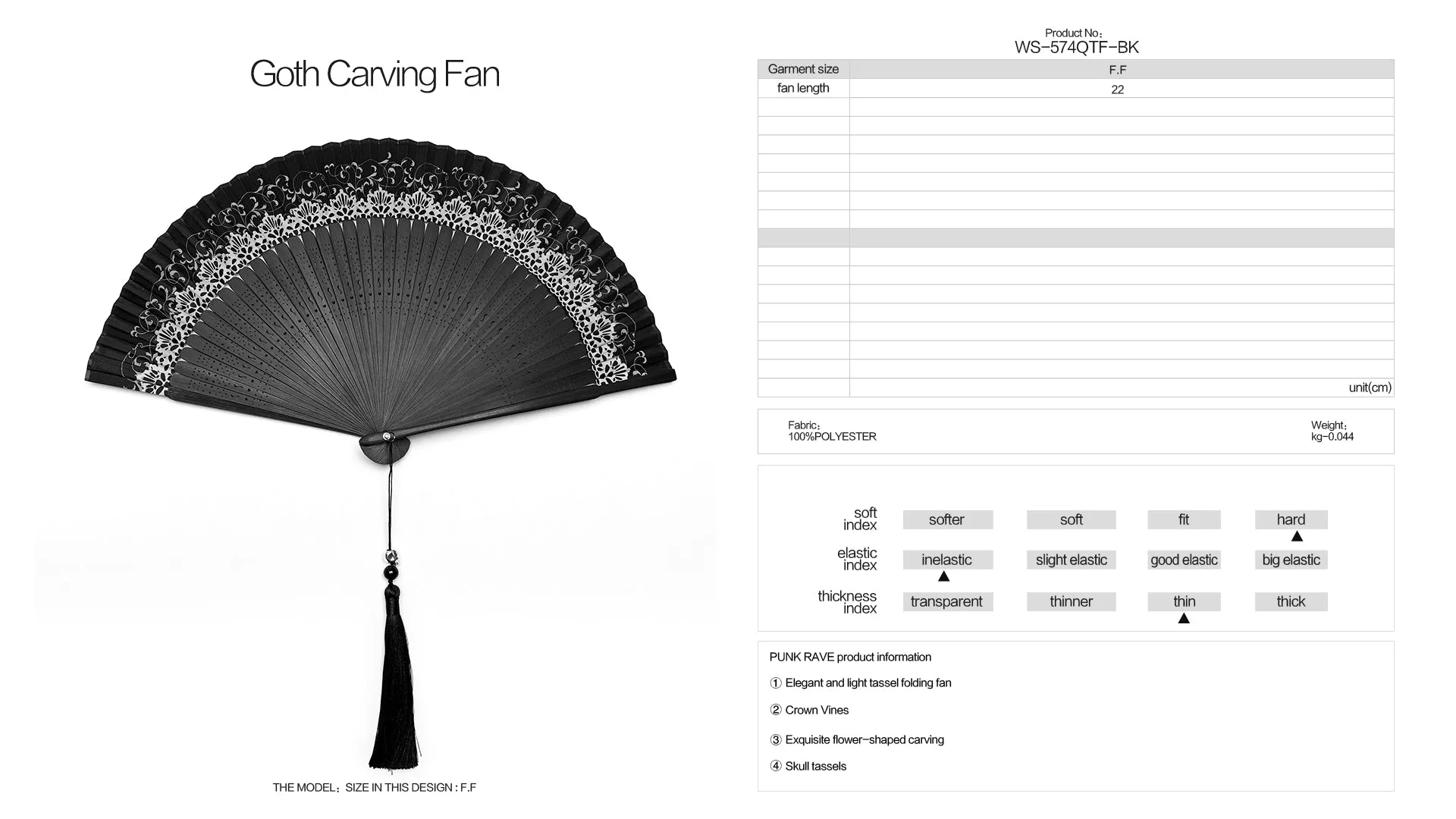 Exquisite Flower-Shaped Carving Crown Vines Elegant And Light Tassel Folding Fan Goth Carving Fan