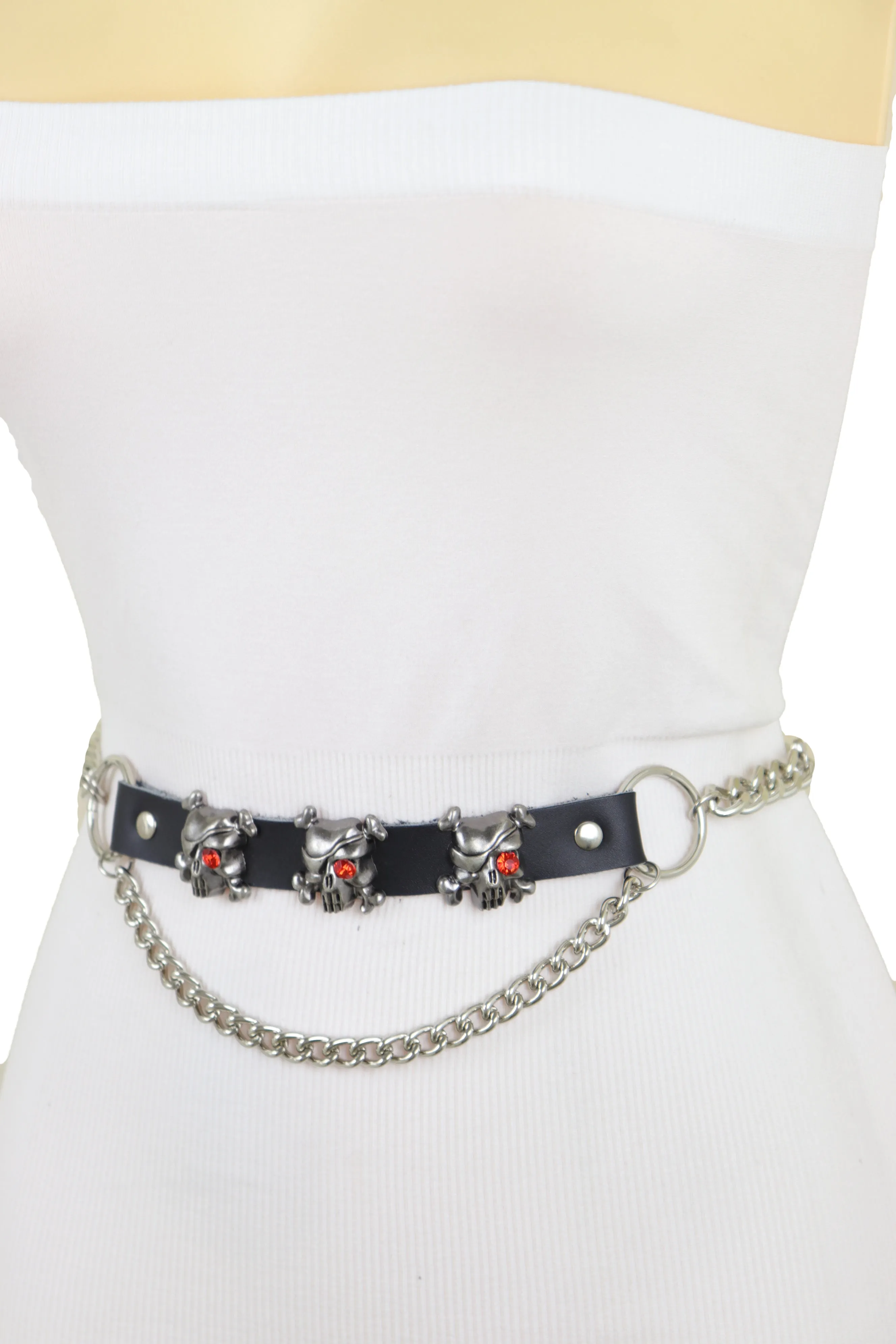 Fashion Belt Hip Waist Silver Metal Chain Skull Pirate Charms Plus XL XXL