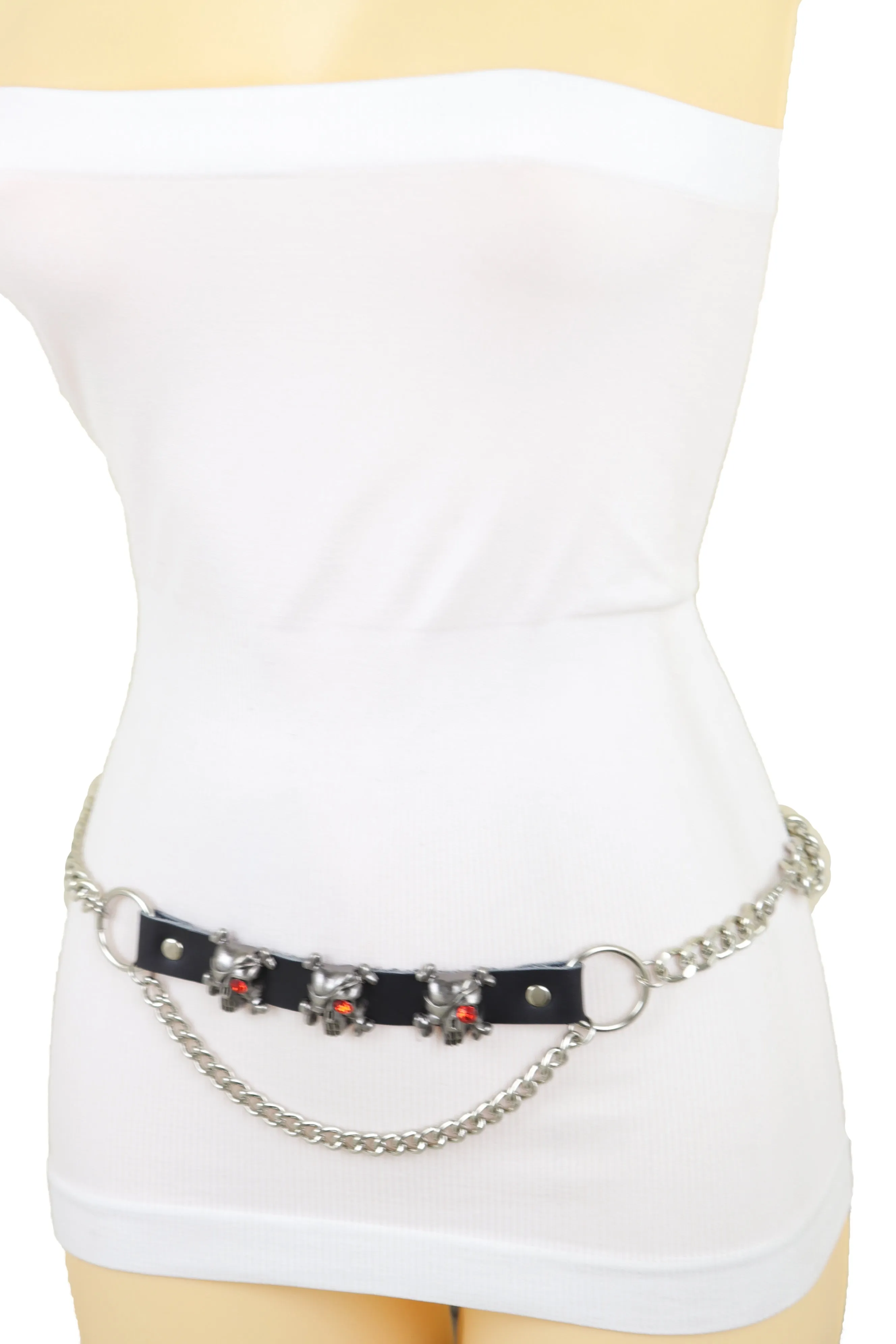 Fashion Belt Hip Waist Silver Metal Chain Skull Pirate Charms Plus XL XXL