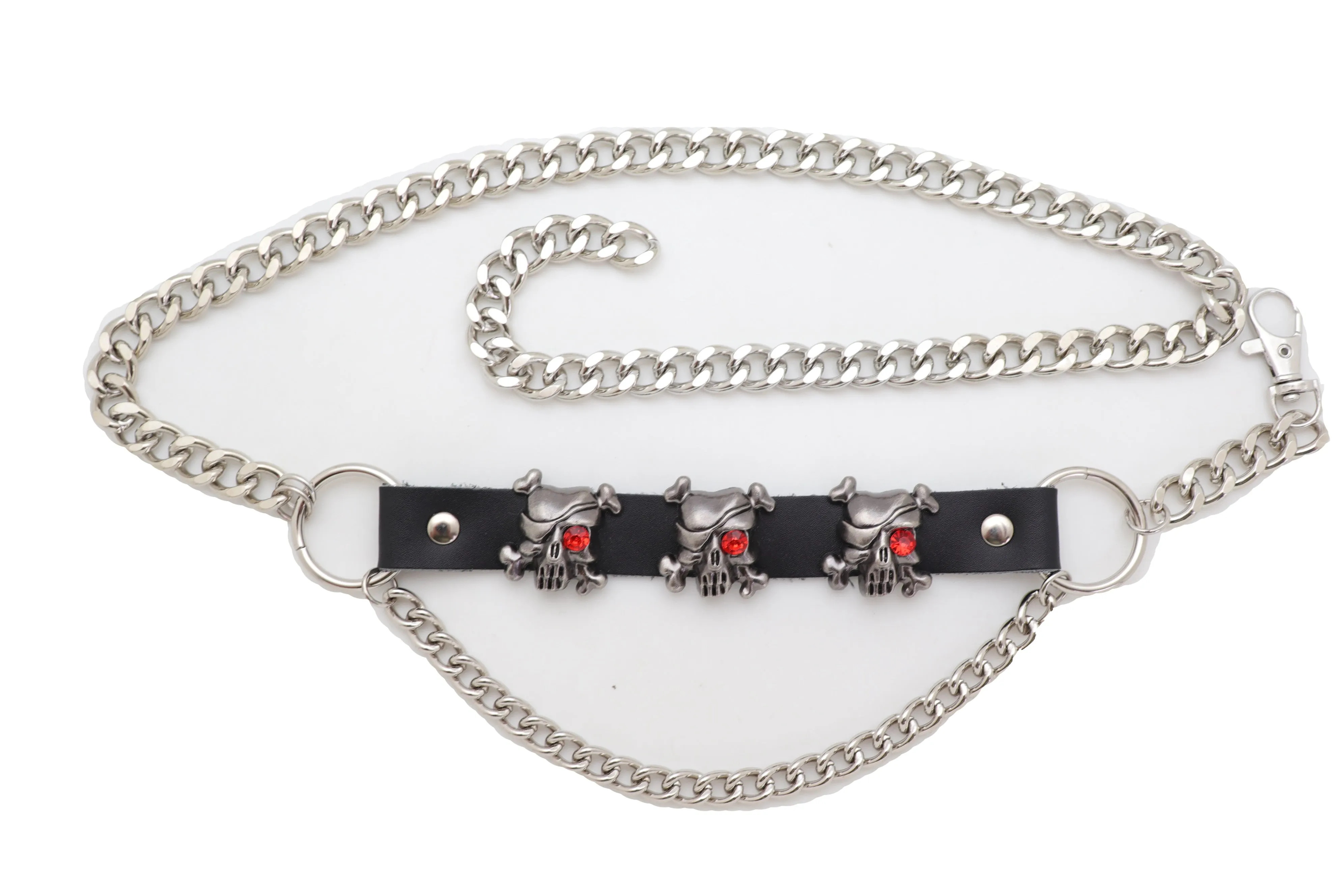 Fashion Belt Hip Waist Silver Metal Chain Skull Pirate Charms Plus XL XXL