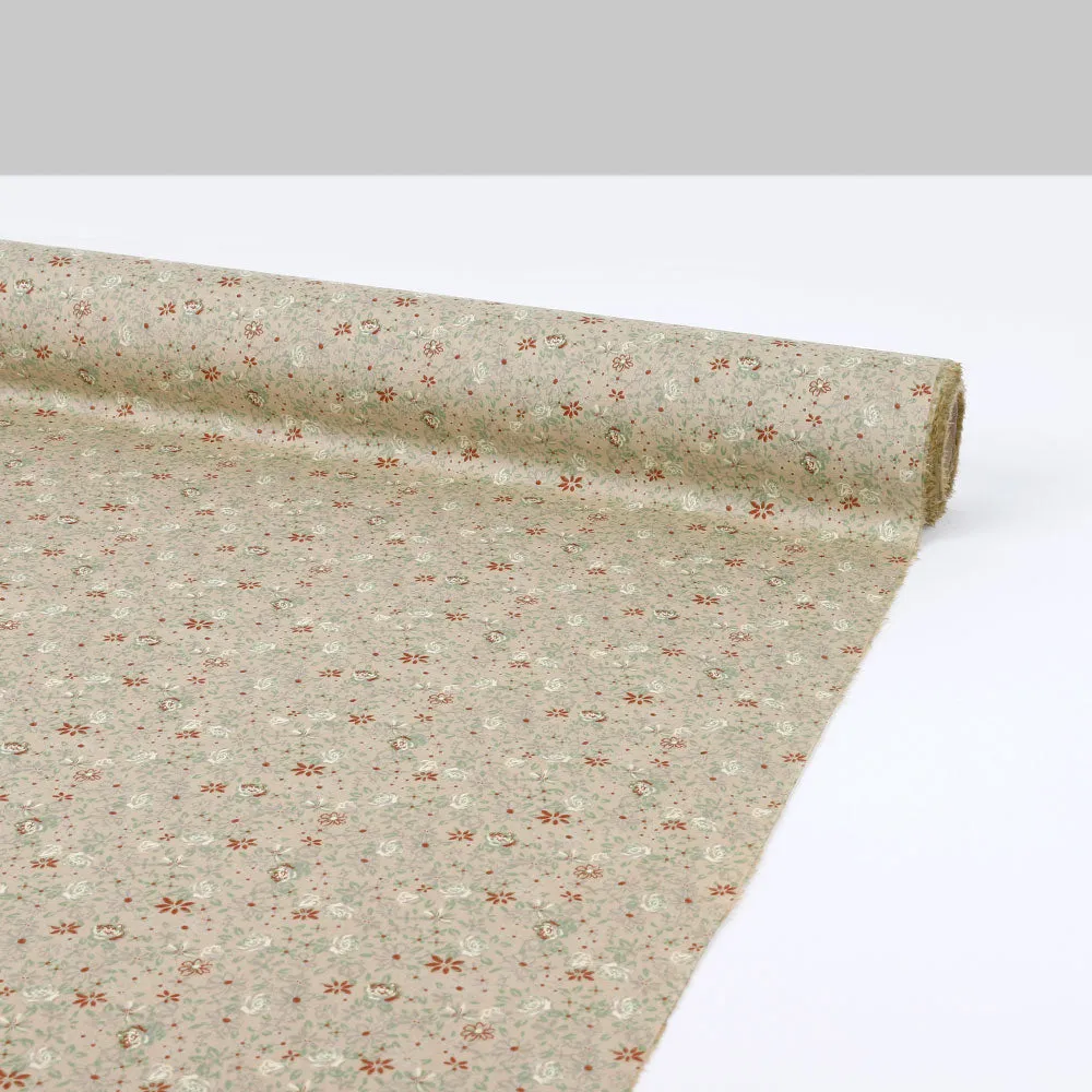 Floral Doodle Cotton Poplin - Beige Mix