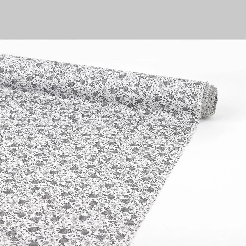 Floral Doodle Cotton Poplin - Grey Mix (remnant)