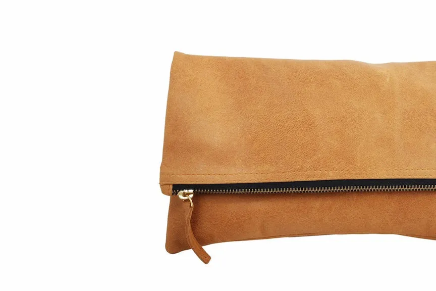 Foldover Leather Clutch