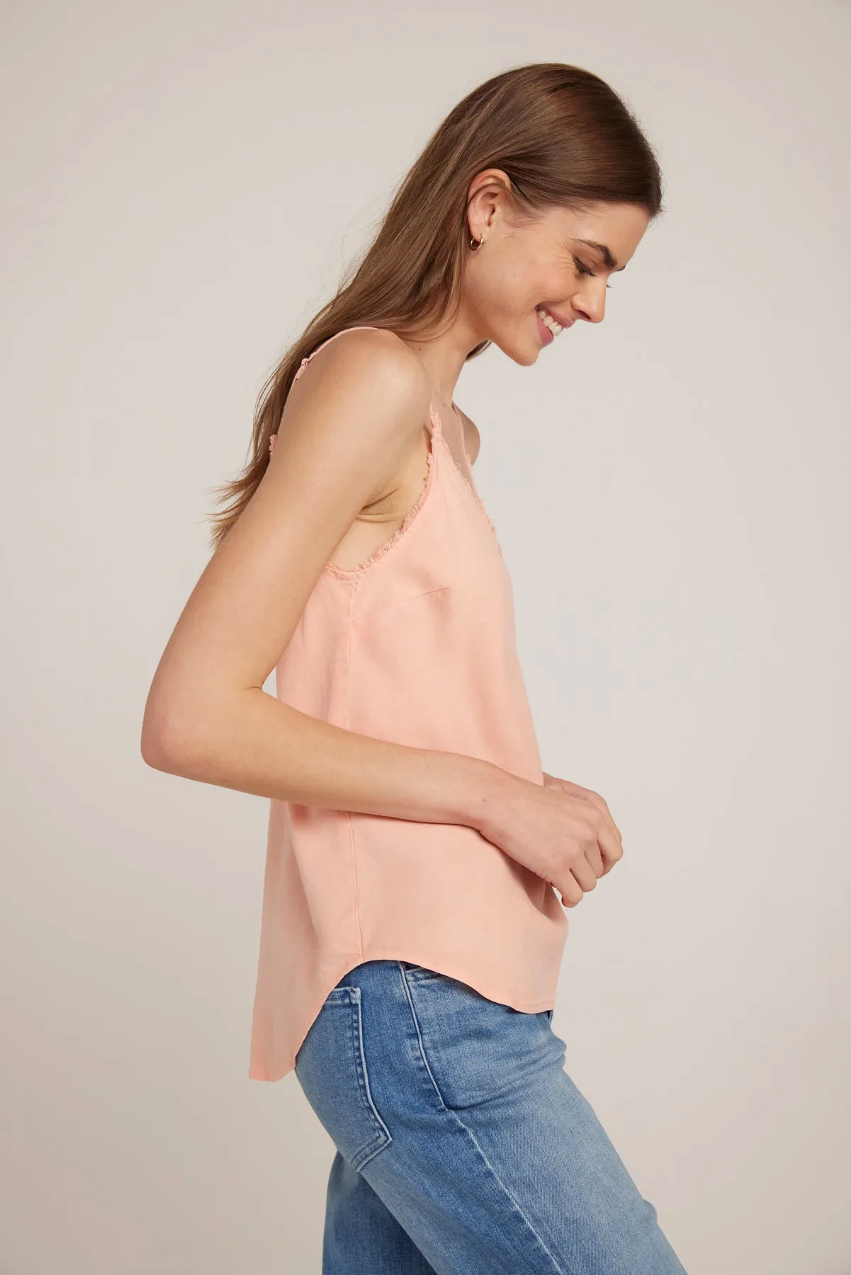 Frayed Tencel Cami - Sunset Coral