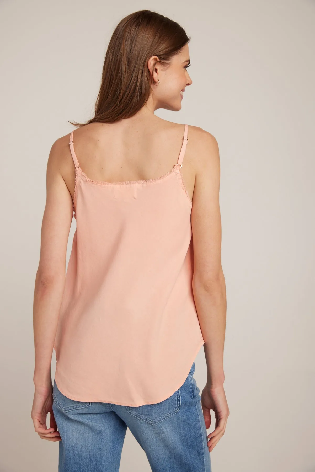 Frayed Tencel Cami - Sunset Coral