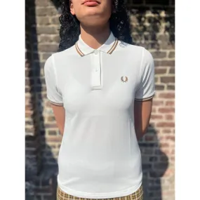 Fred Perry - Women’s G3600 Twin Tipped Snow White / Dark Caramel - Polo