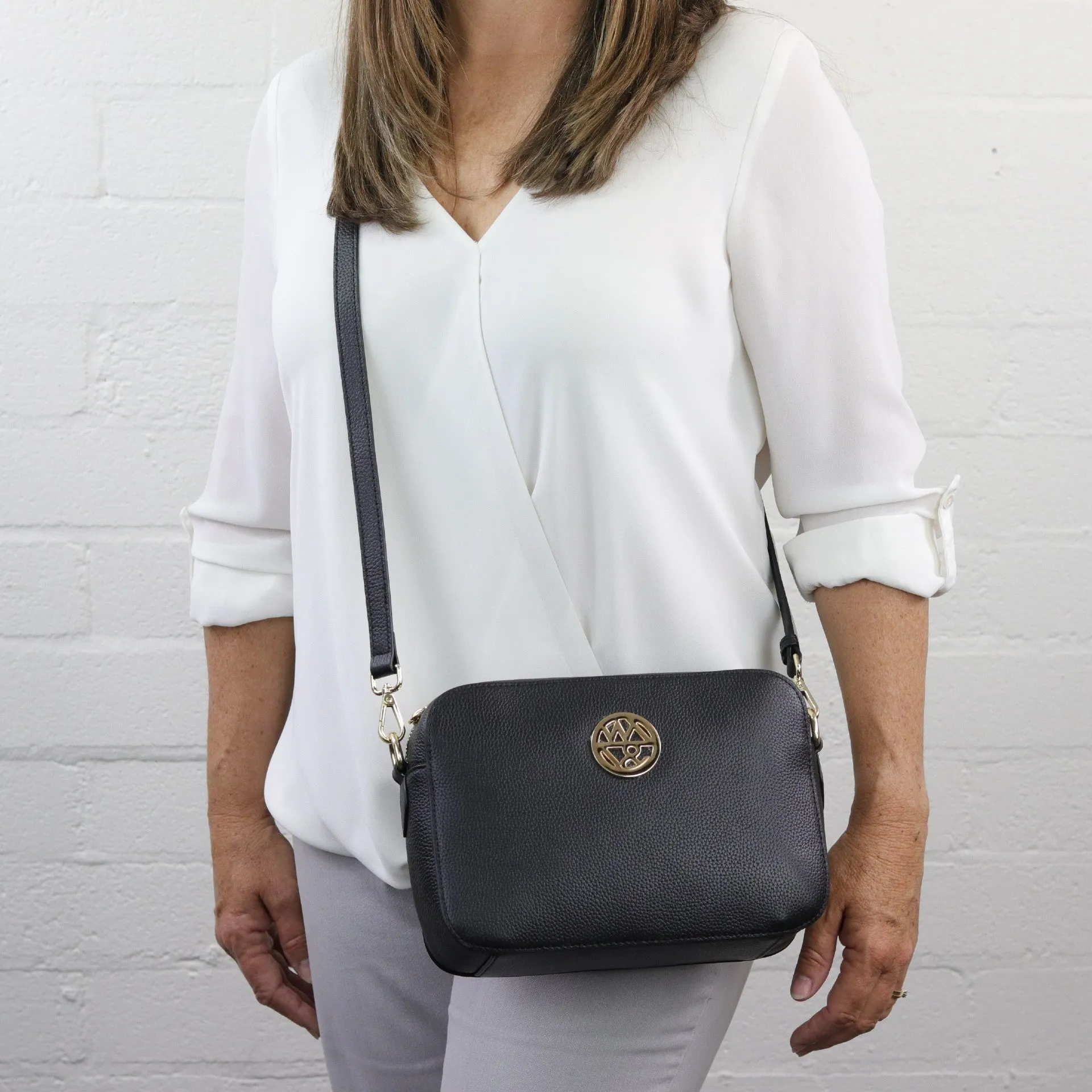 Freida leather crossbody bag