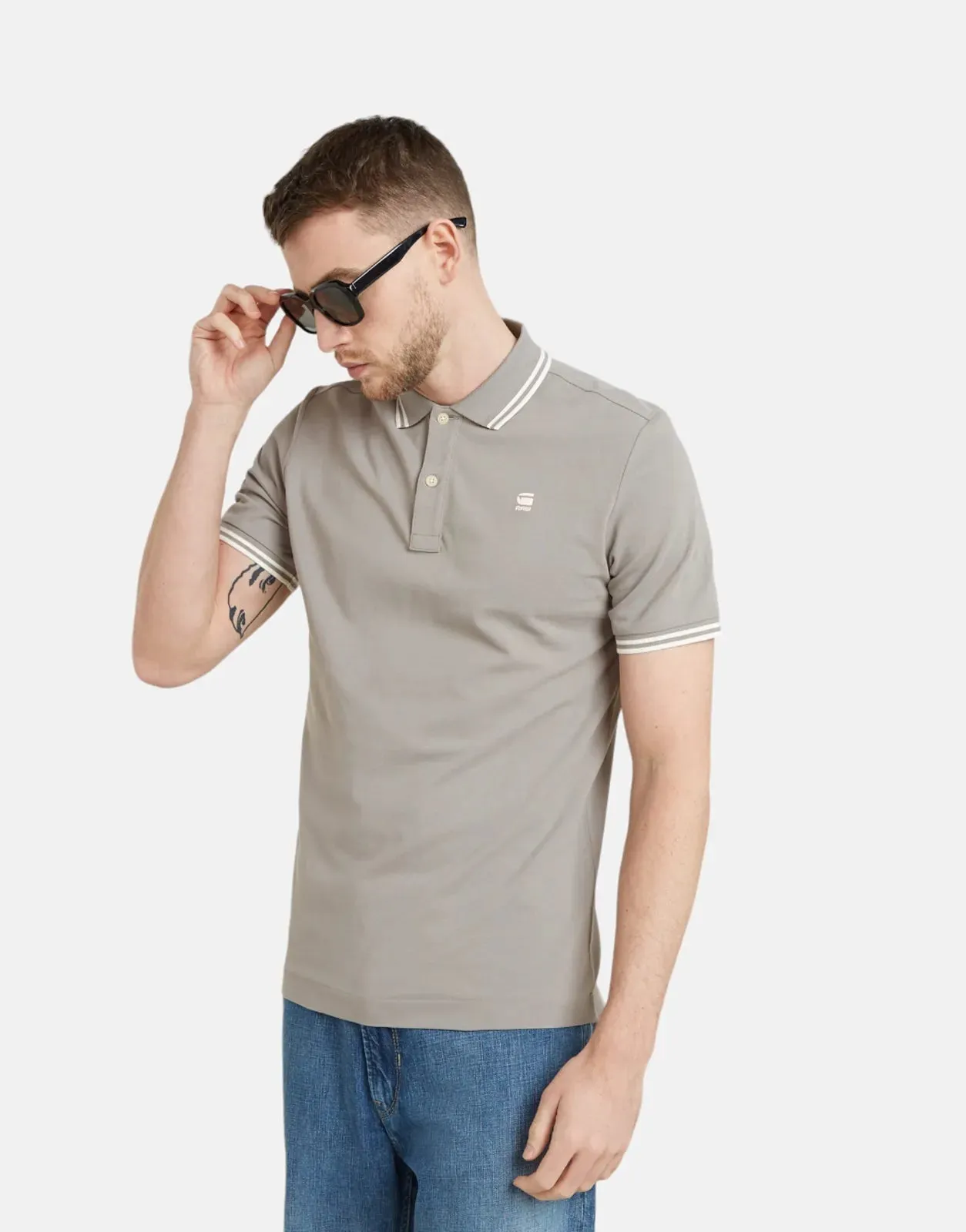 G-Star RAW Dunda Slim Stripe Polo Sharkskin