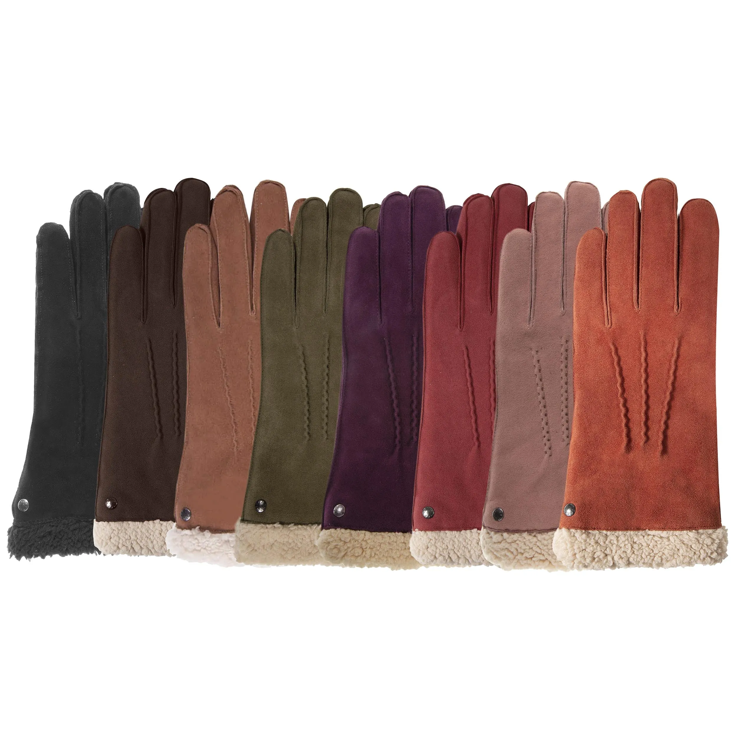 Gants Femme Cuir velours fourré Marron