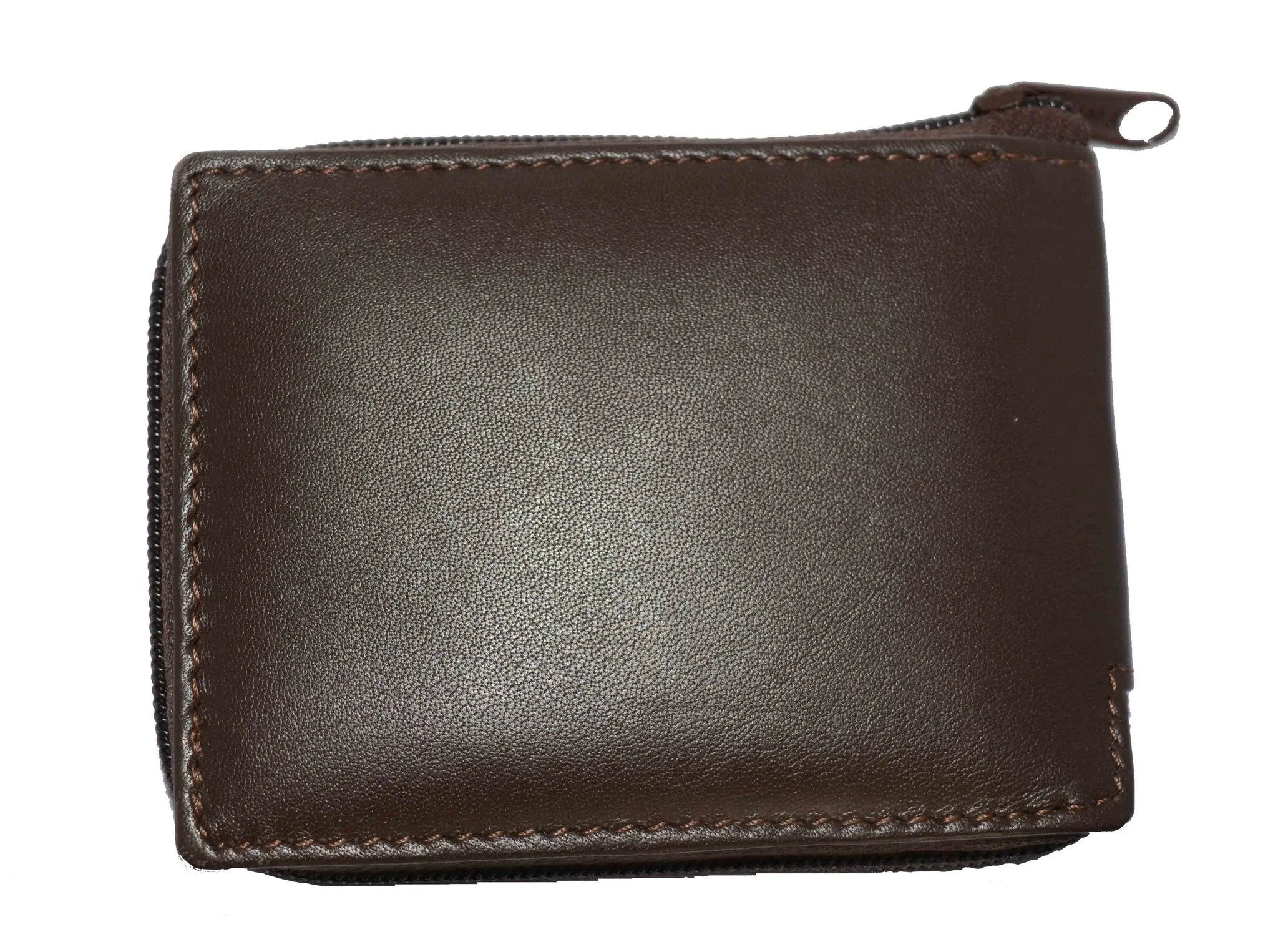 Genuine Flip ID Zipped Soft Leather Bifold Wallet - Black