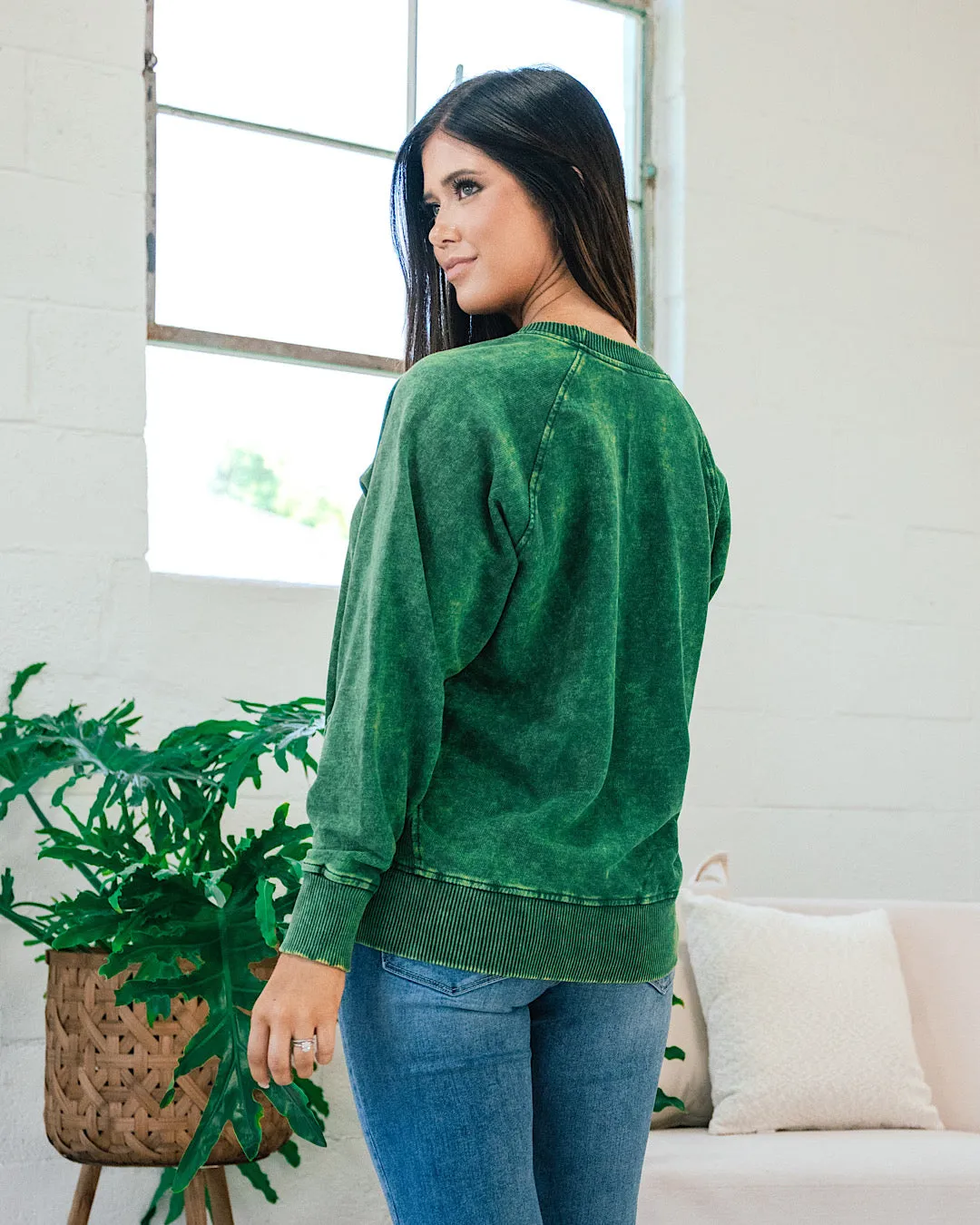 Girlfriend Crewneck Sweatshirt - Ash Dark Green