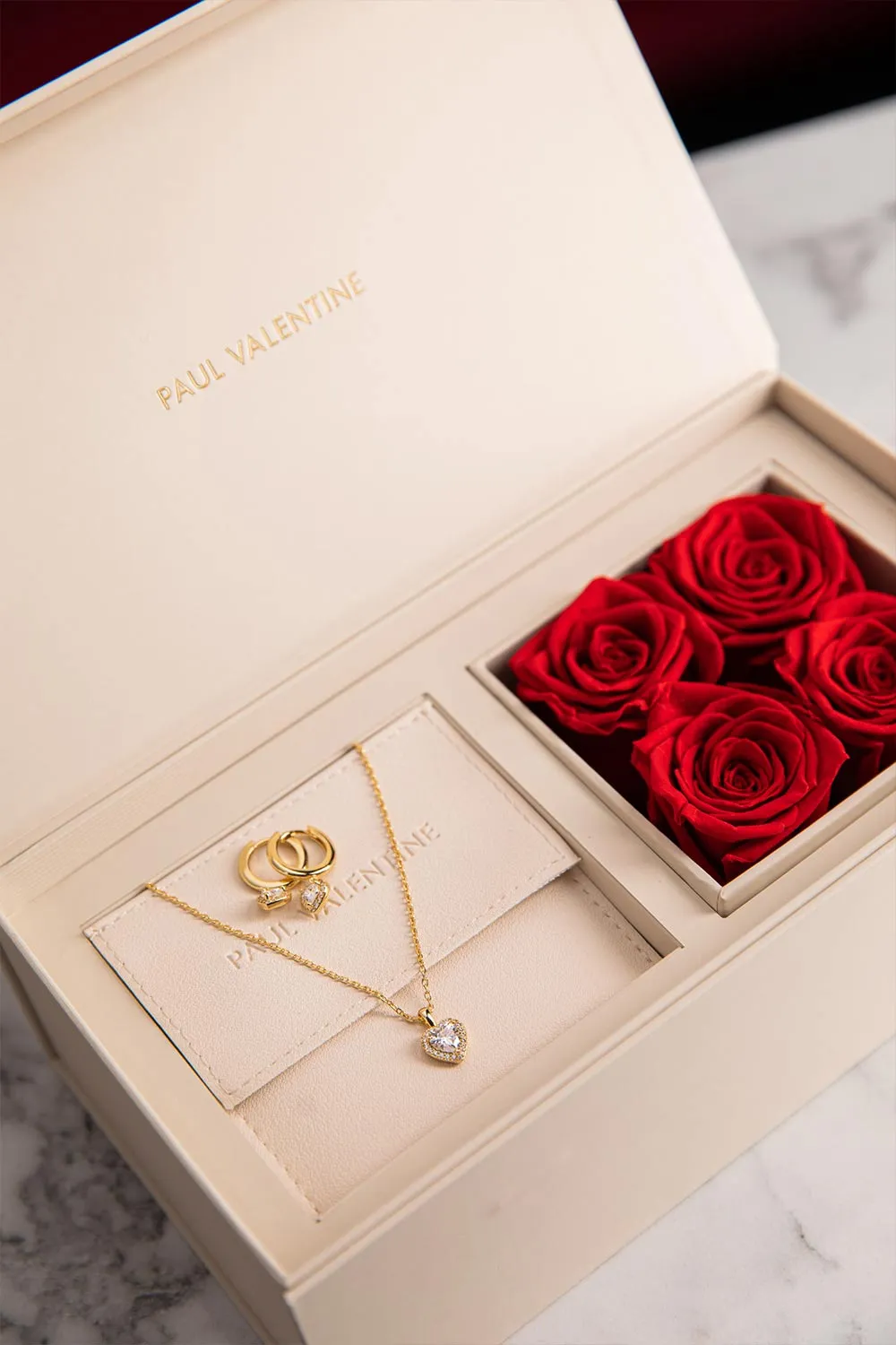 Glamorous Heart Rose Box 14K Gold Plated