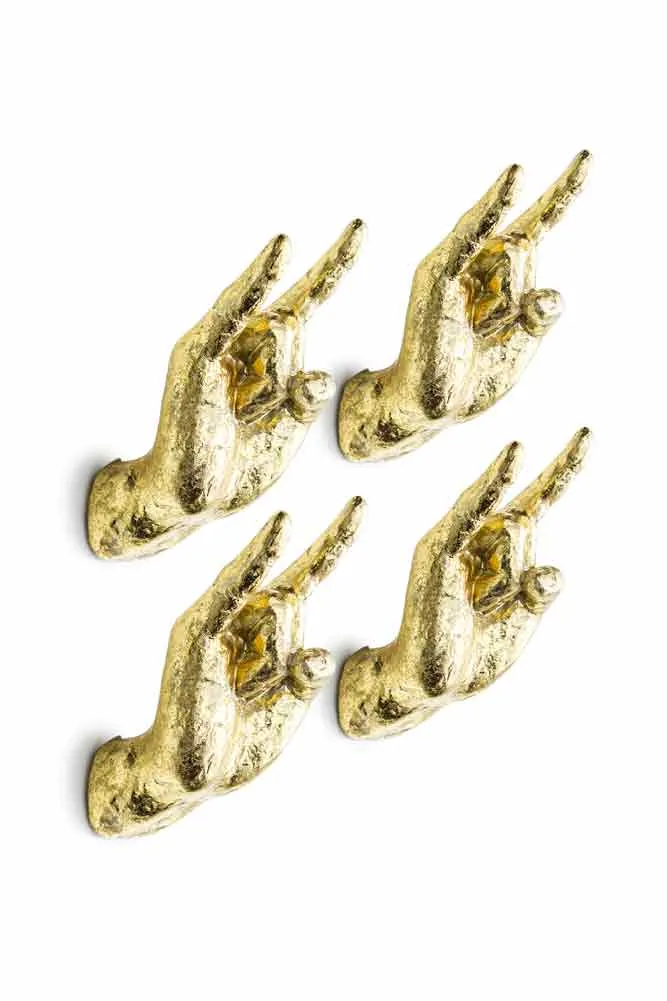 Gold Set of 4 Rock On Wall Hands