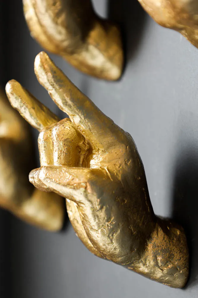 Gold Set of 4 Rock On Wall Hands