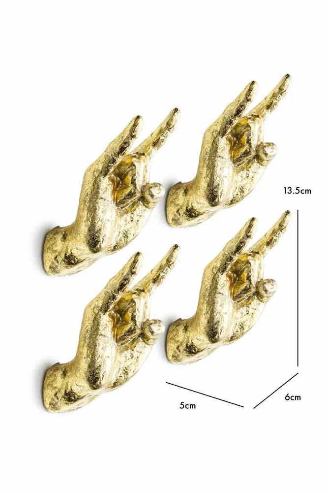 Gold Set of 4 Rock On Wall Hands