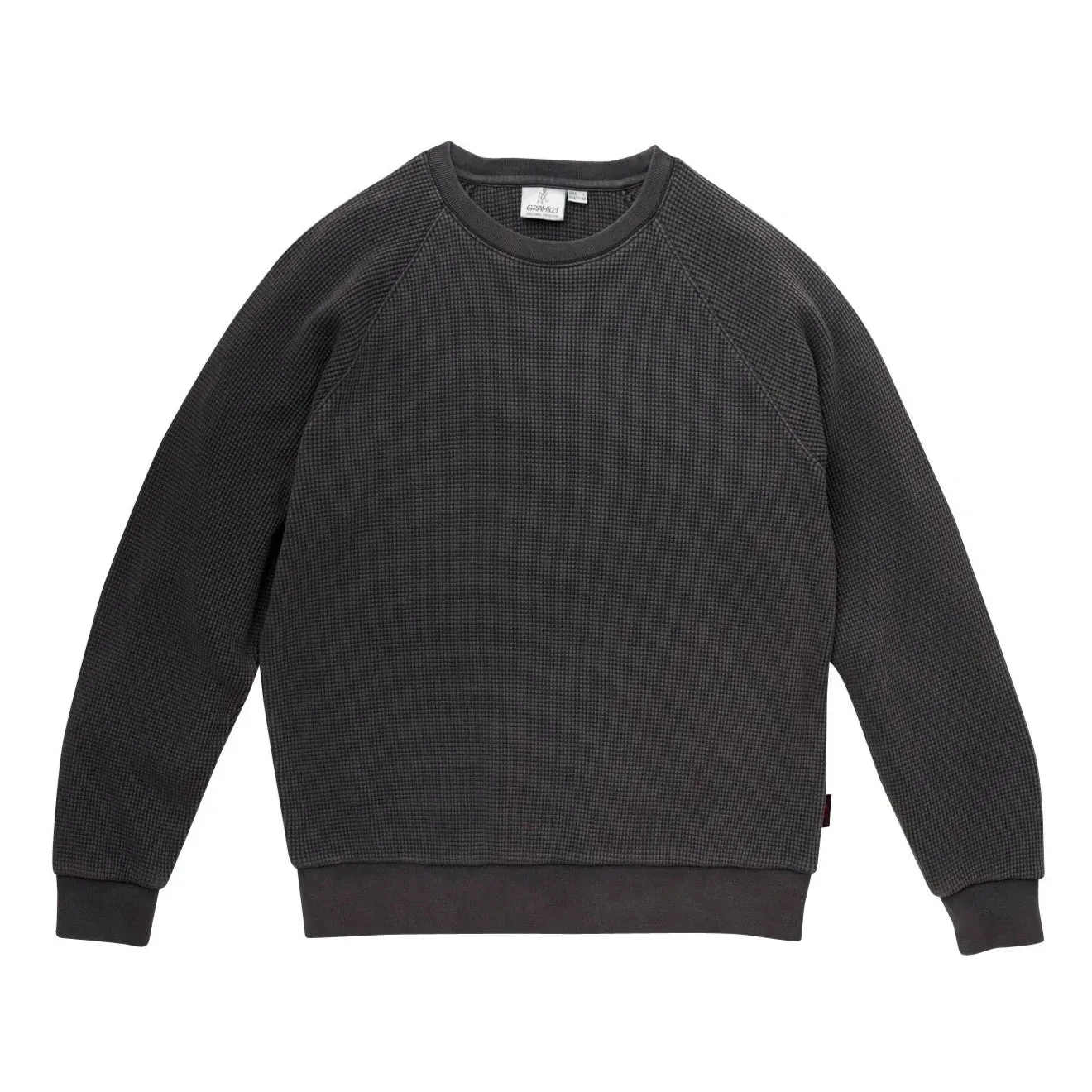 Gramicci Waffle Crew Sweatshirt Pigment dye Black