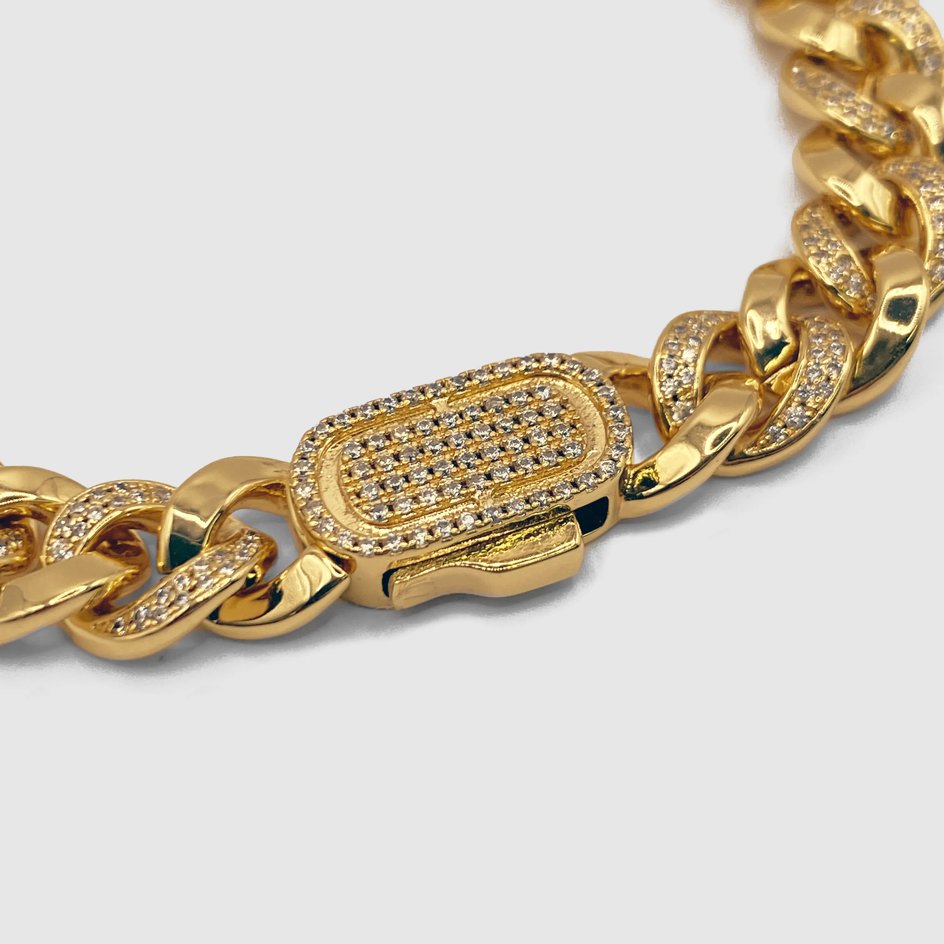 Half Iced Cuban Bracelet (Gold) 8mm