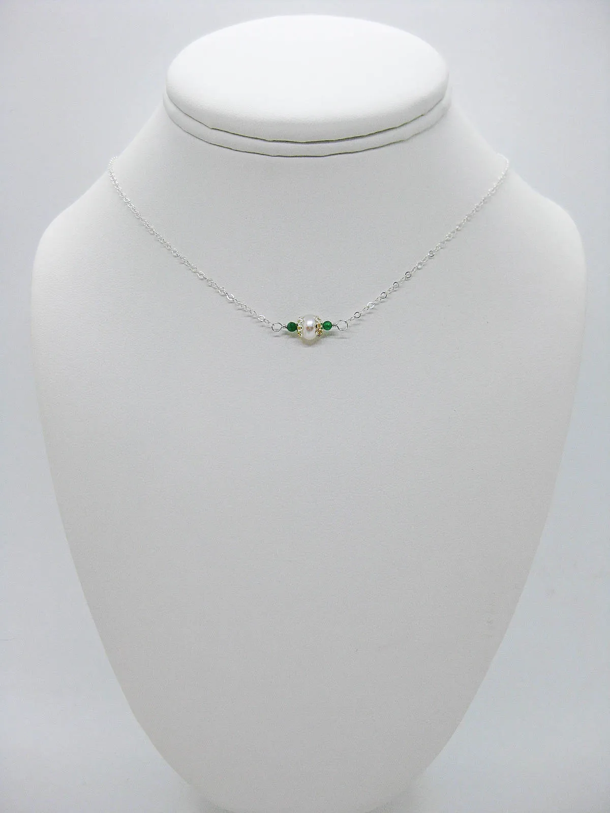 Heather: Jade and Pearl Choker - n474