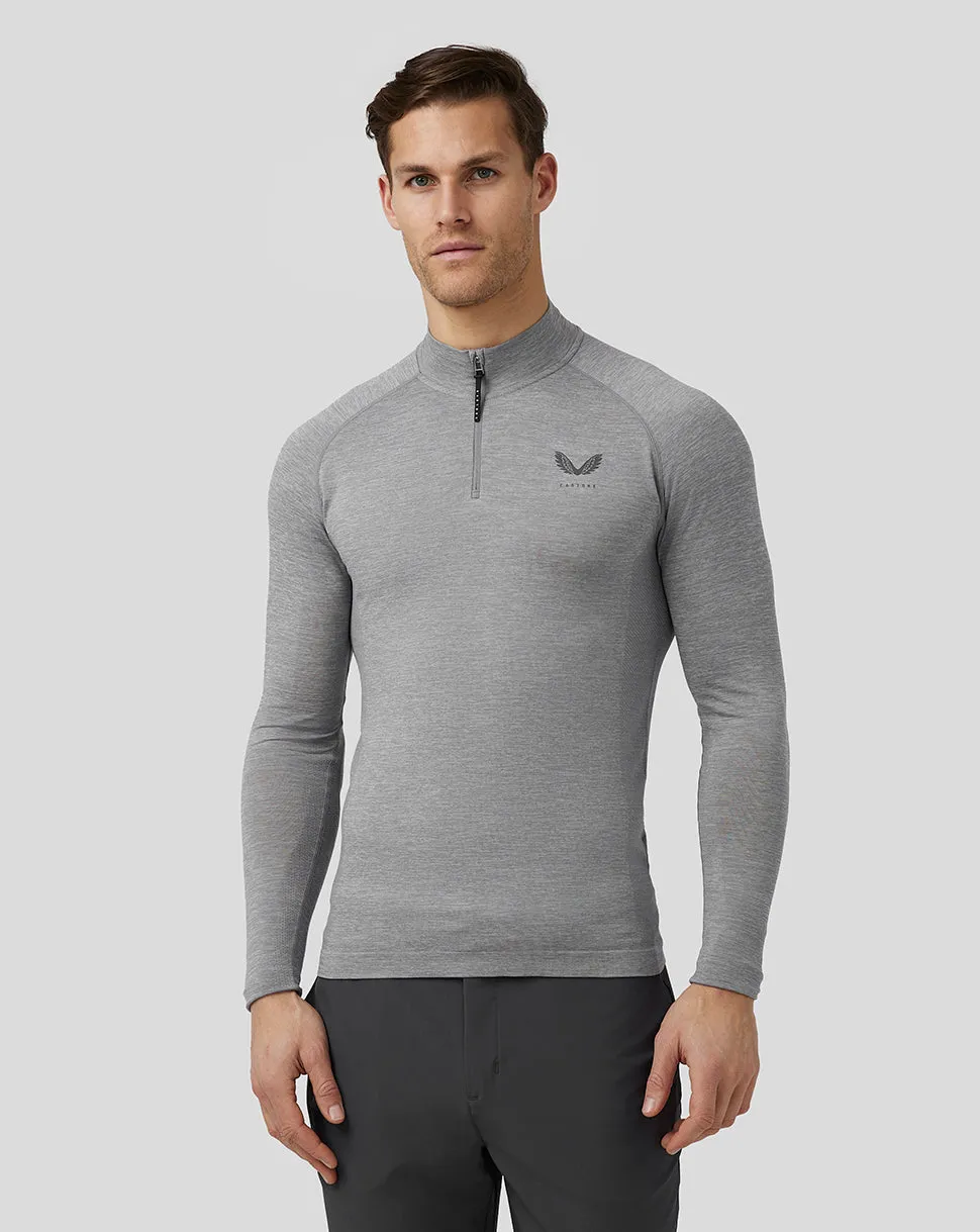 Heren Golf Body Mapped Seamless Quarter Zip Top - Steel