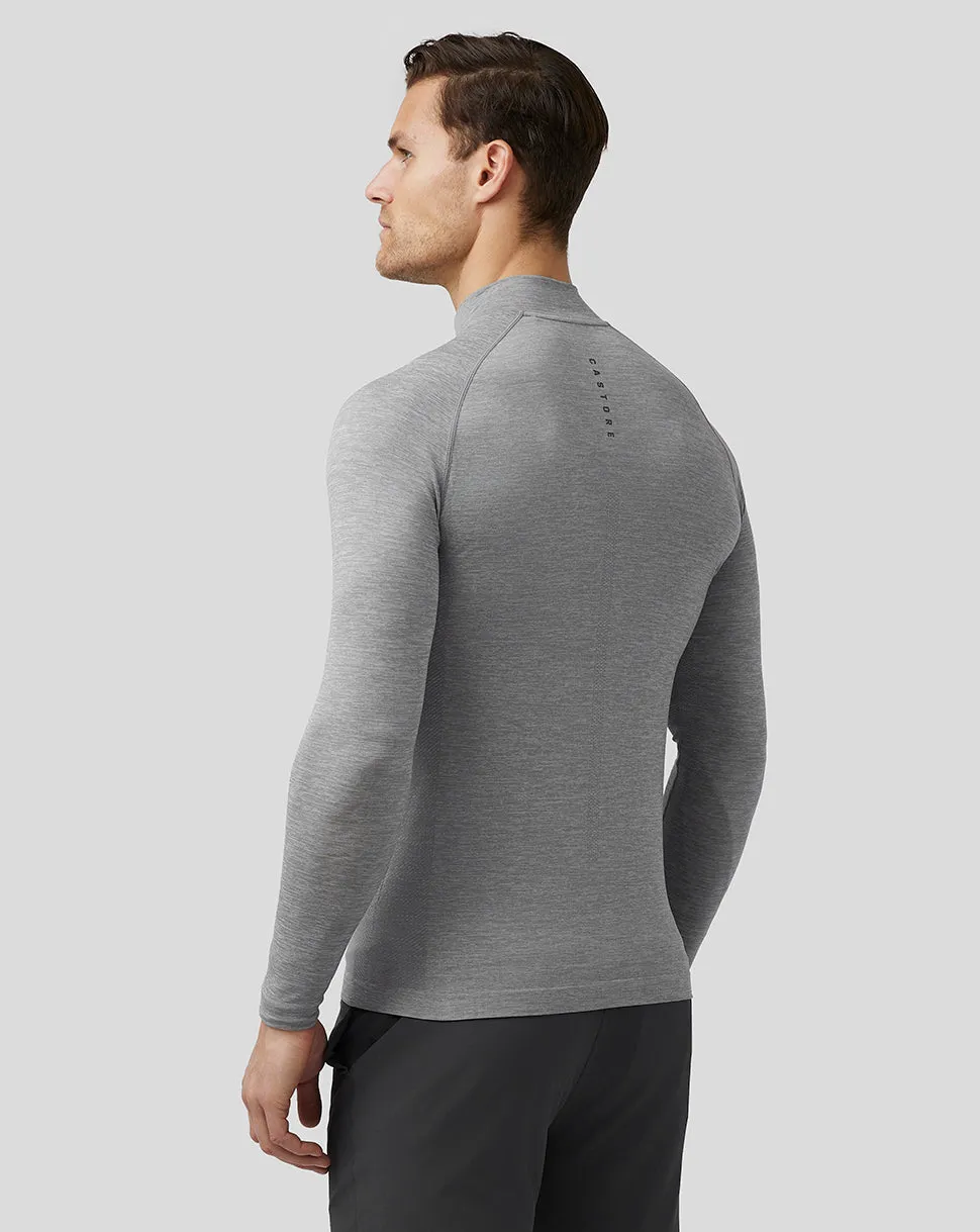 Heren Golf Body Mapped Seamless Quarter Zip Top - Steel