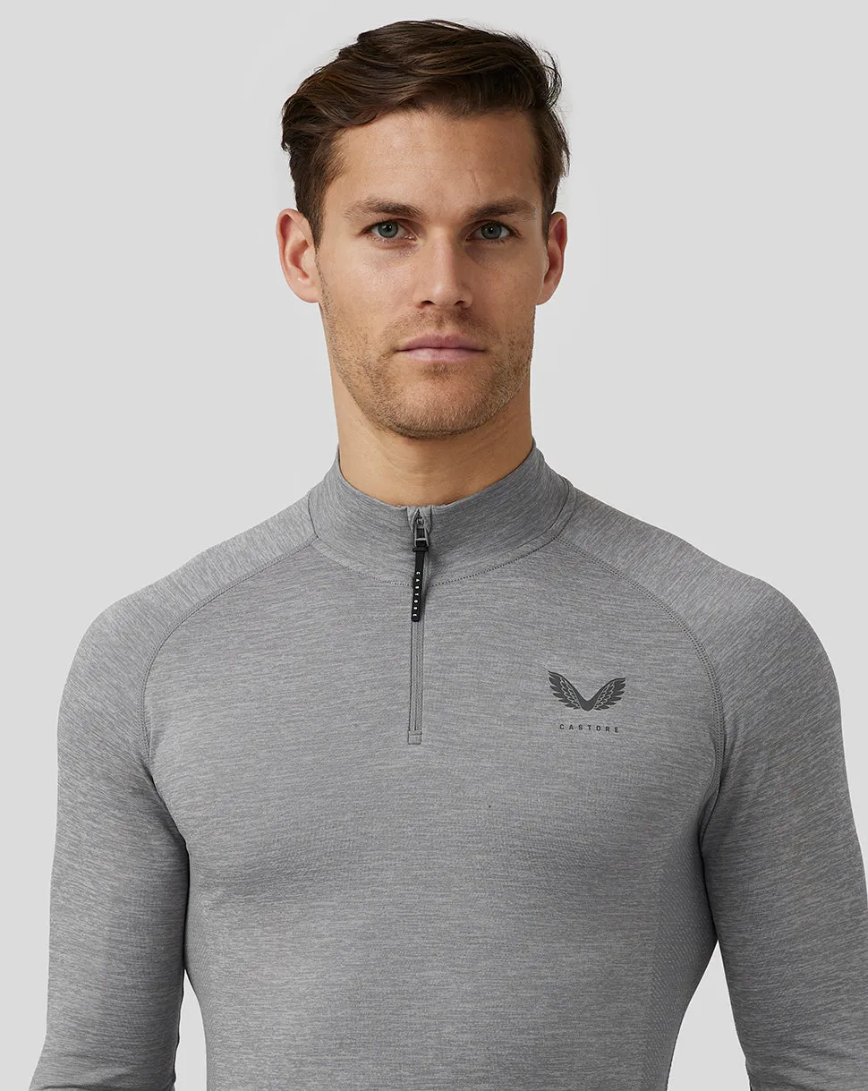 Heren Golf Body Mapped Seamless Quarter Zip Top - Steel