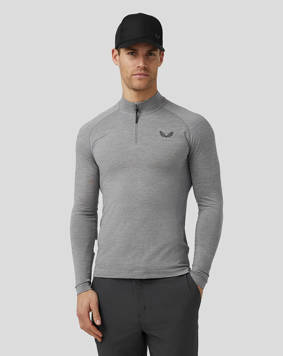 Heren Golf Body Mapped Seamless Quarter Zip Top - Steel