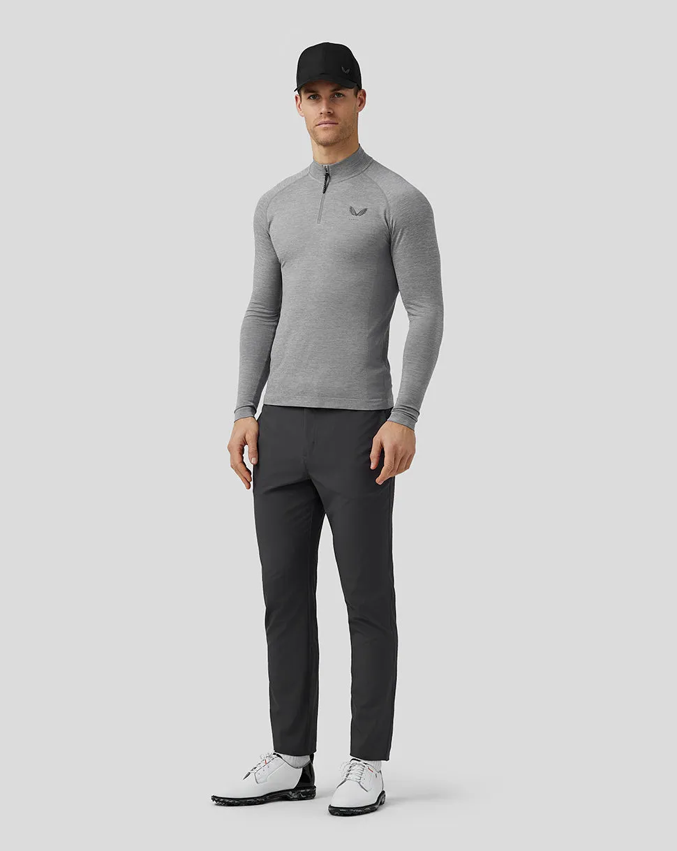 Heren Golf Body Mapped Seamless Quarter Zip Top - Steel