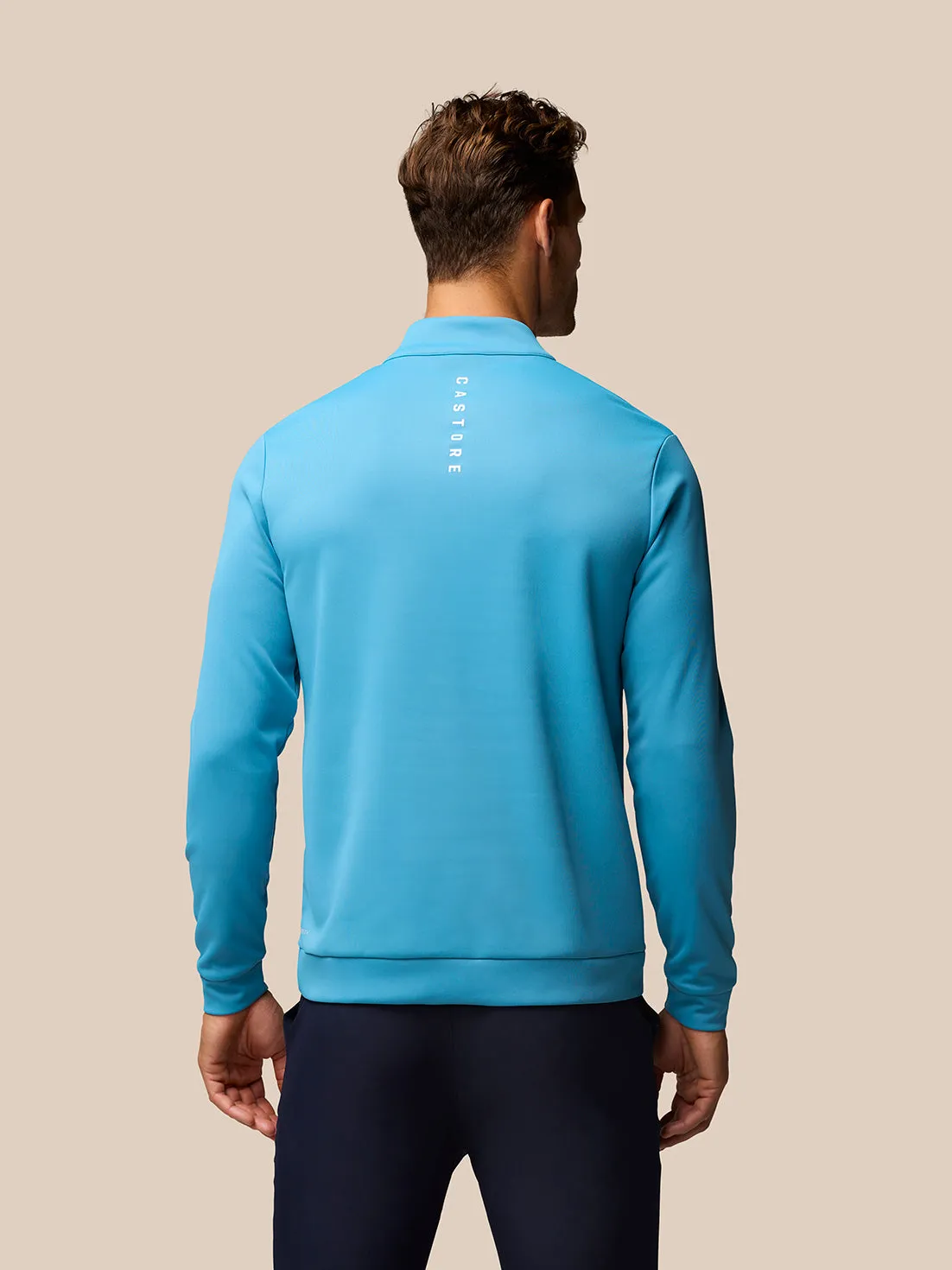 Heren Golf Lange Mouw Club Classic Kwartrits top - Blauw