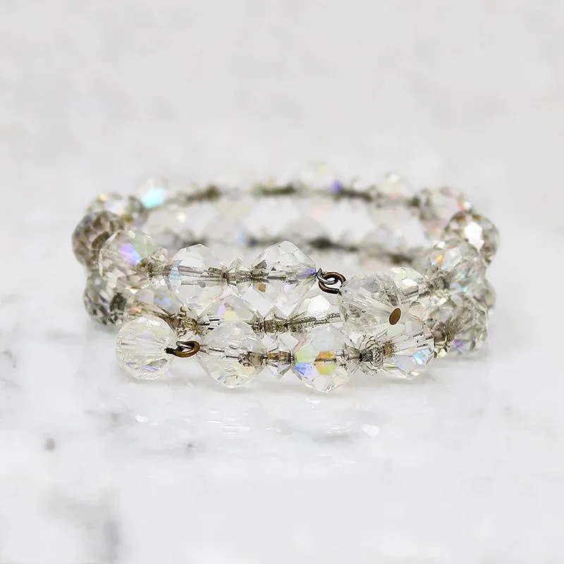 Iridescent Crystal Bead Wrap Bracelet