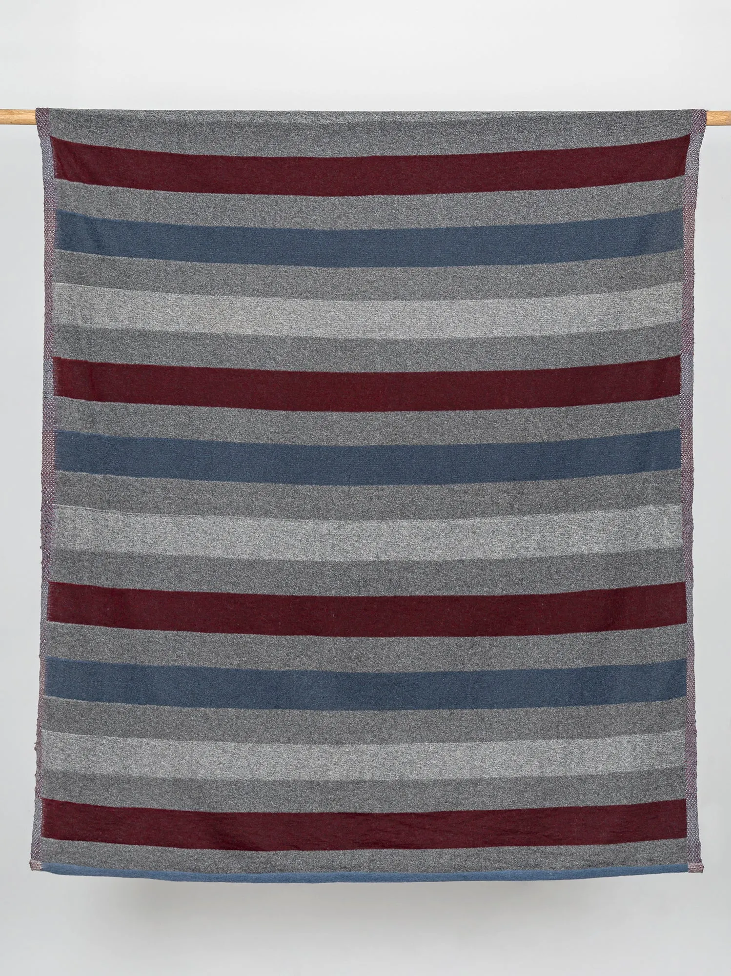 Italian Wool Blend Stripe Knit Deadstock - Blue   Grey   Red