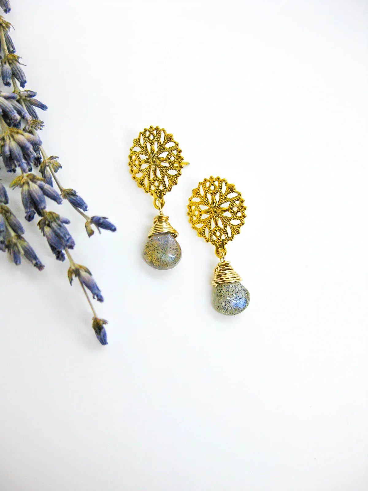 Jonquil: Labradorite Earrings - e644