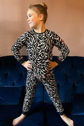 Kids Black with White Zebra Pyjamas