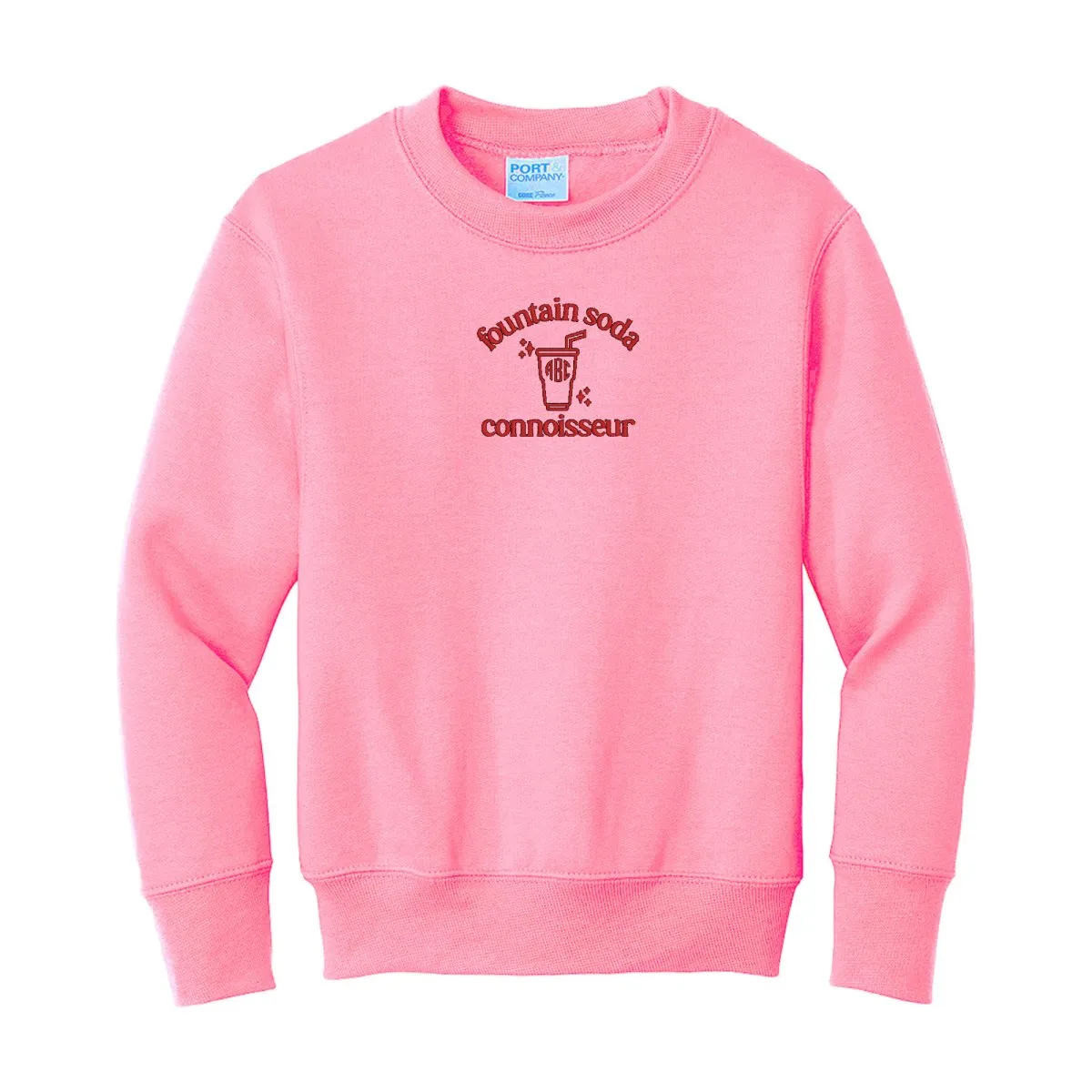 Kids Monogrammed 'Fountain Soda Connoisseur' Crewneck Sweatshirt