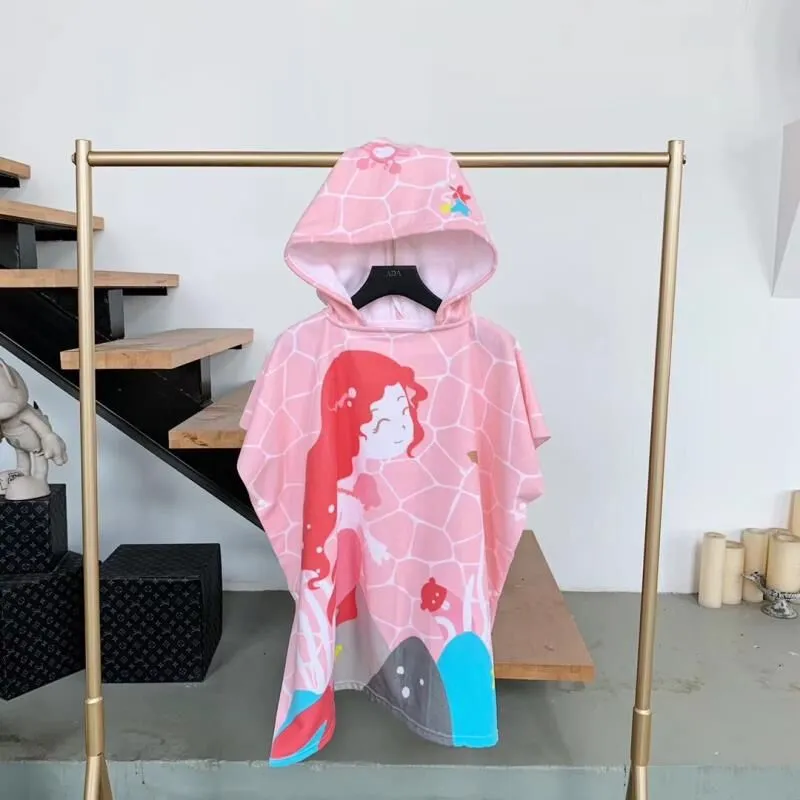 Kids Surf Beach Changing Robe - Cartoon Animal Design - Quick Dry Microfiber Towel Poncho for Children - Swimming Pool Towels with Hood