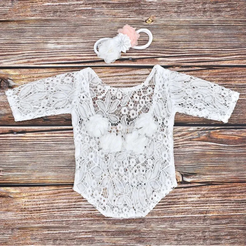 Lace Romper For Baby Photo Prop, Newborn Photo Prop Outfit