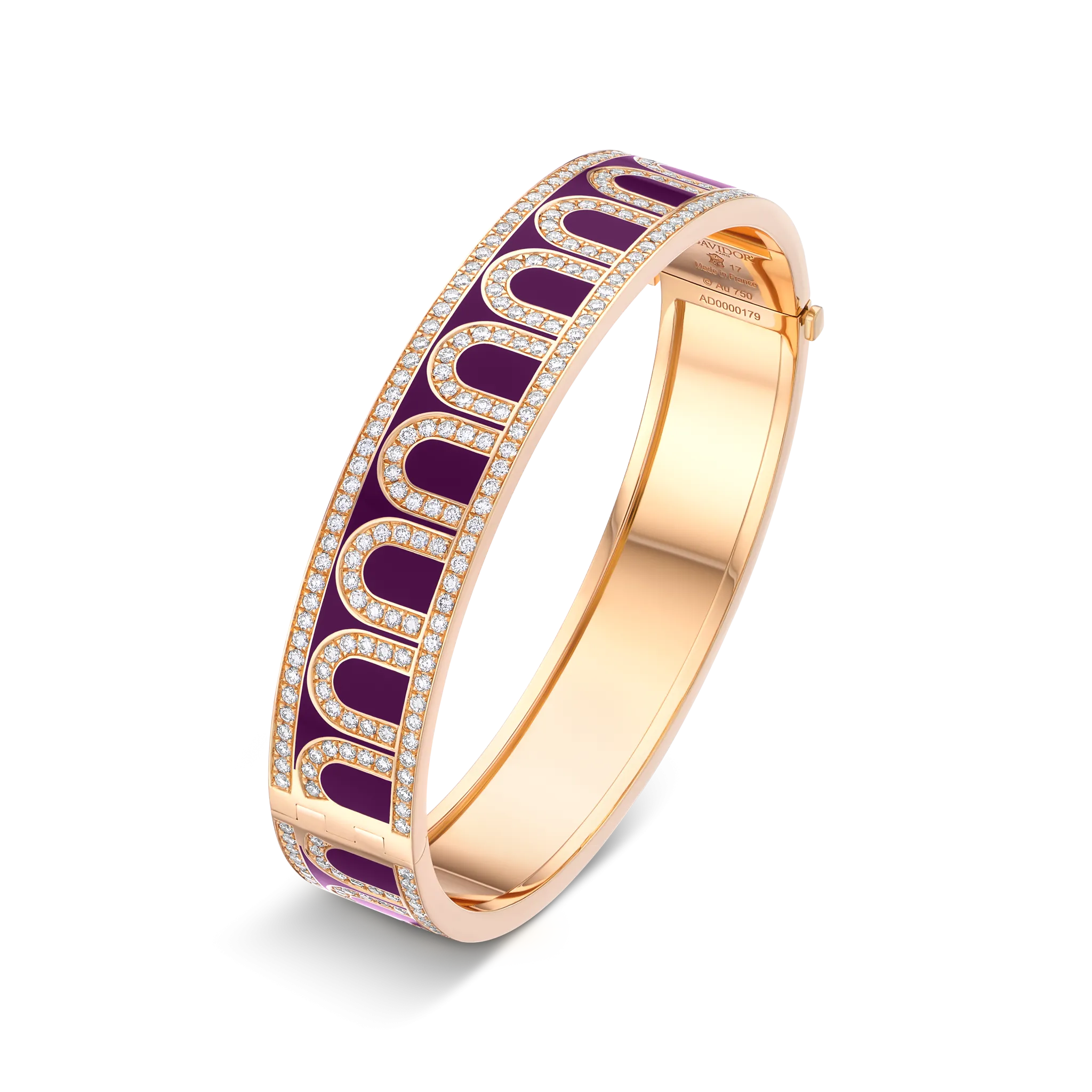 L'Arc de DAVIDOR Bangle GM, 18k Rose Gold with Lacquered Ceramic and Palais Diamonds